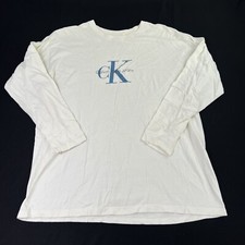 Vintage Calvin Klein Jeans White Long Sleeve Shirt Men s Size L