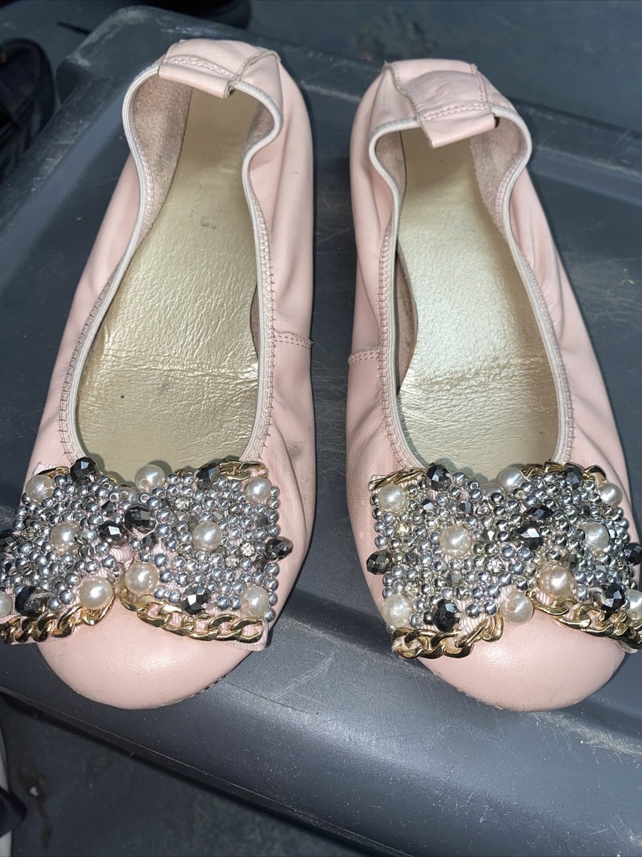 靴 miumiu Patent leather flats PINK 36 2/1 MIU MIU Pink PATENT LEATHER CRYSTAL EMBELLISHED BALLET FLATS SIZE