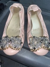 MIU MIU Pink PATENT LEATHER CRYSTAL EMBELLISHED BALLET FLATS SIZE 36