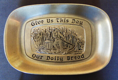 Schale aus Aluminium - Give Us This Day Our Daily Bread, 23x16x3 cm, Gew. 396 Gr
