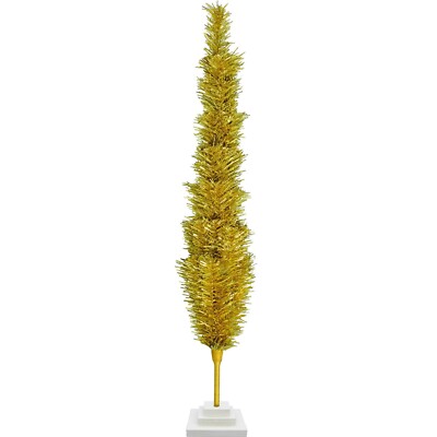 36-Inch Shiny Gold Tinsel Christmas Tree, Metallic 3FT Tall, Wood