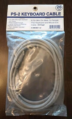 Pan Pacific S-6MDM-10' 6 Pin Mini Din Male to Male PS2 Keyboard Mouse Cable 10'
