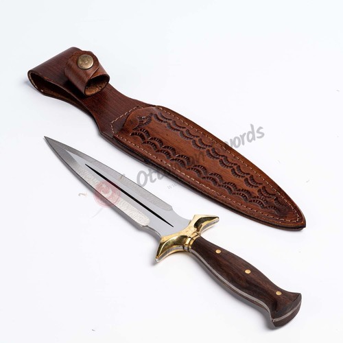 Walnut Handle, Double Edged Hunter Dagger Knife, Handmade Knife - Picture 3 of 5