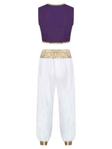 Men's Halloween Arabian Prince Costume Adult Role Play Vest and Harem Pants Set - Picture 13 of 42
