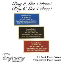 Engraved Plate 2"x4" BRASS TWO TONE Custom Name Plate Tag Plaque Art Label Gift