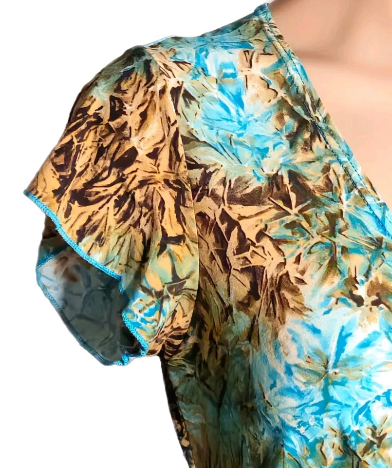 Blusa Top Camisa Mujer Vintage Suzie Y2k Años 2000 Playa Estampado Tropical Mediana  Foto 3 de 4