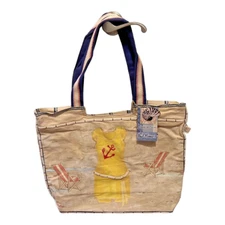 Sun n' Sand Vintage Yellow Bathing Suit Print Beach Bag Tote by Paul Brent LARGE