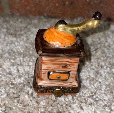 LIMOGES Coffee Grinder Cafe Trinket Box Peint Main PV France
