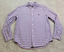 Polo Ralph Lauren Oxford Shirt Boys Large 14-16 Blue Red Plaid Button Up Pony