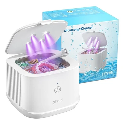 PHNITI Ultrasonic Denture Cleaner UV Light | Retainers Aligners Mouth Guard Sanitizer