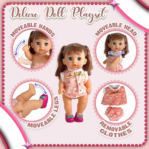 12-Inch Baby Doll Set with Realistic Accessories, Movable Hands & Sound Play Toy - Bild 9 von 11