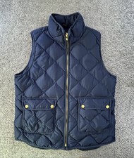Woolrich Duck Down Vest Womens Large Blue Quilted Puffer Full Zip Snap Pockets