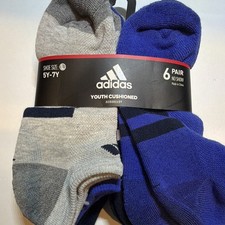 adidas Youth Cushioned AEROREADY No-Show Socks 6 Pairs Size L Multicolor
