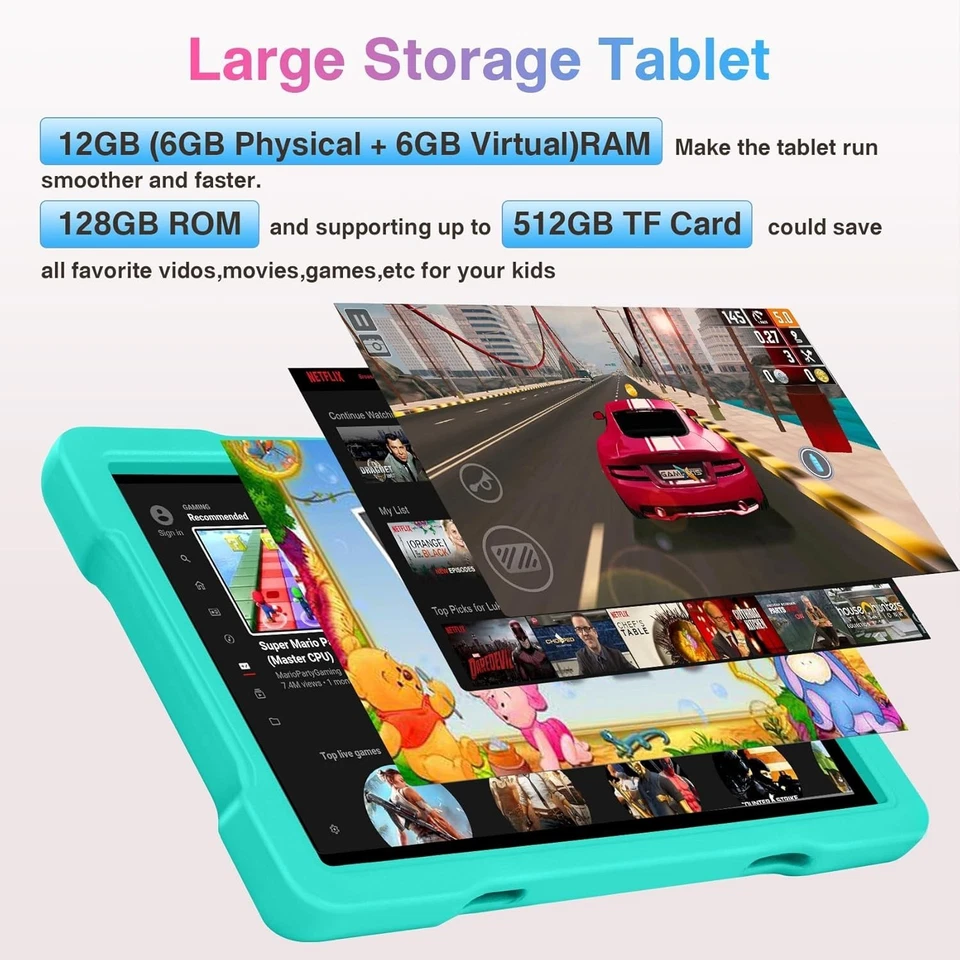 Aocwei X700 10.1 inch 12gb Ram Kids Android Tablet 128gb - GREEN - Image 2 of 4