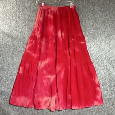 Vintage Skirt Women Small Red Tiered Upcycled Artsy Maxi Boho Western Prairie