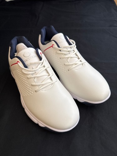 Thestron Golf Shoes Men’s Size 9.5 White Spiked Waterproof New in Bag - Picture 2 of 6