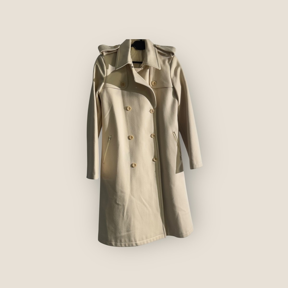 Vintage See By Chloe Beige Trench Coat Wool Size XL / 42