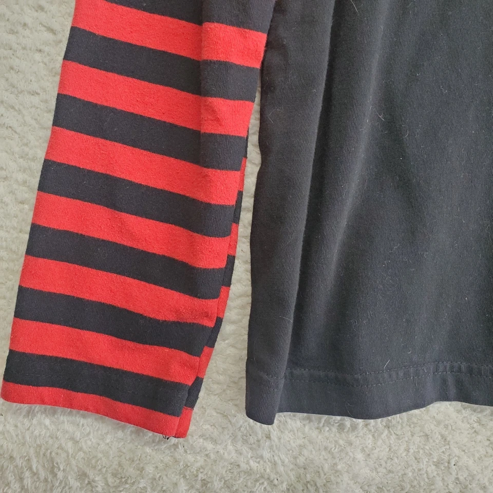 Camiseta H&M Para Hombres En Capas Grande Negra Manga Rayas Rave Punk Patinador Y2K Foto 2 de 4