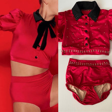 Kelle dance costume solo custom 2 piece red DANCE FRESH 2858 Top trunks MC child