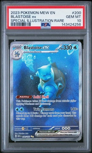 2023 POKEMON MEW EN-151 SPECIAL ILLUSTRATION RARE #200 BLASTOISE EX PSA 10