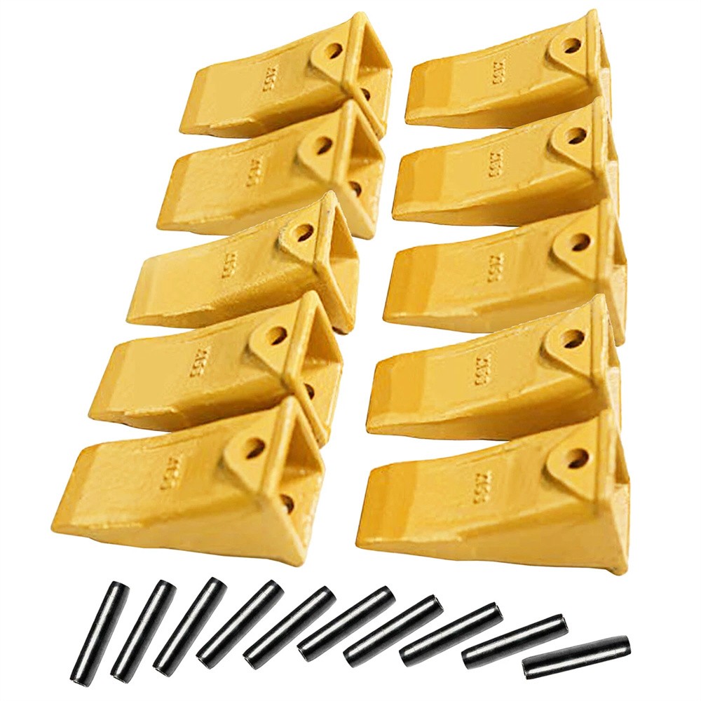 X156 Bucket Teeth with P156 Roll Pins for Excavator Digging Buckets - 10 Pack