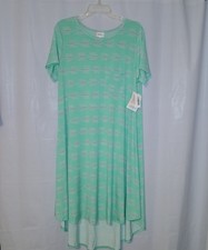 LuLaRoe Womens Carly Dress Arrow Pattern Mint Green Chest Pocket Soft Size L NWT