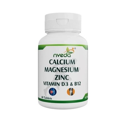 Nveda Calcium 1000mg mit D3, K2, Mg, Zink, B12 - Knochen- & Gelenkstütze - 60...