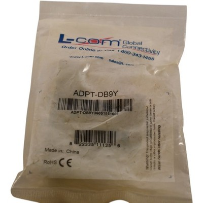 NEW L-Com ADPT-DB9Y DB9 Y Splitter Adapter Male to Dual Female Shielded 