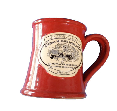 Deneen Pottery Mug Hand Thrown 2016 Commemorative Red Glazed -Vtg Military Theme
