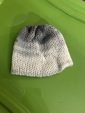 Handmade Gray  White Crochet Newborn Baby Beanie Hat