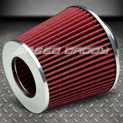 2.5'' PERFORMANCE RACING HIGH FLOW AIR INTAKE DRY CONE RED RUBBER FILTER+CLAMP