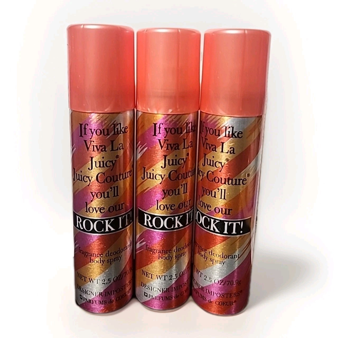 💖 3-Pack Designer Imposters Rock It! Body Spray 2.5oz Women Perfume Mist NEW 🌸