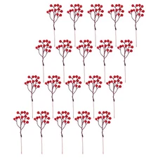 20 Pcs Berry Sprigs Christmas Tree Picks Artificial Red Berries Stems