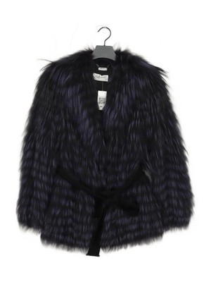 Guy Laroche Damen Mantel UK 10 schwarz Tierfell mit Seidenmantel