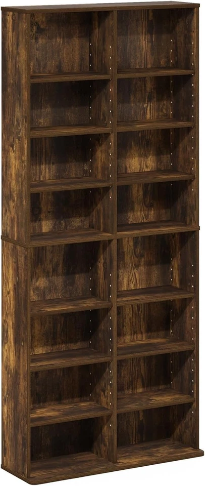 Elegante y ajustable estante de almacenamiento multimedia multimedia - 16 estantes acabado pino ámbar Foto 3 de 4