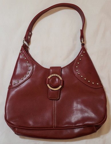 Vintage GUESS Red Leather Hobo Bag Handbag Purse Silver Latch Studs Western - Picture 1 of 5