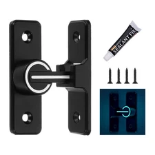90° Flip Barn Door Latch Luminous Hardware Safety Gate Bolt Lock with Glue Black