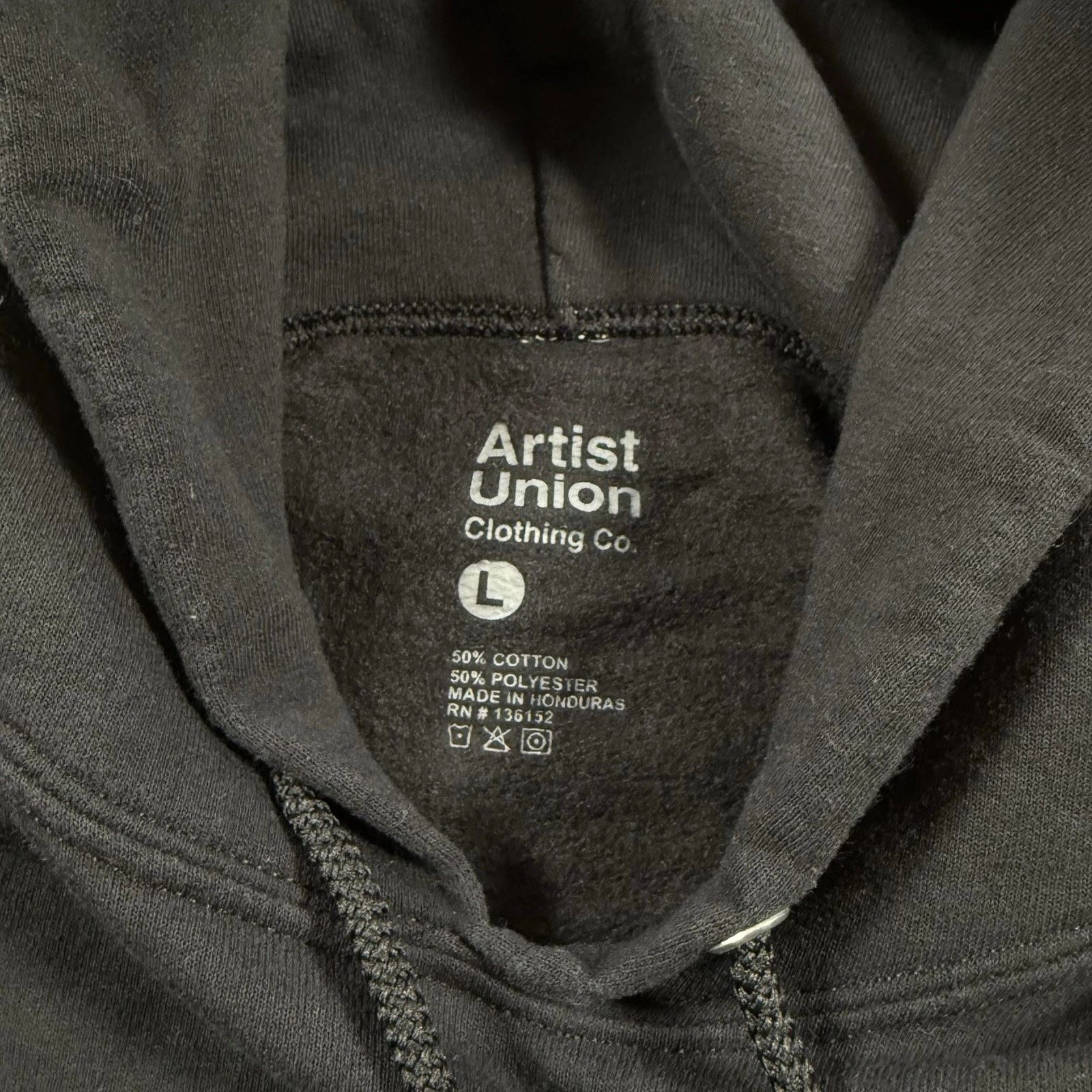 VETEMENTS A4982 ARTIST UNION Clothing Co Unisex Pullover Felpa con Cappuccio Nero Drago Felpa L