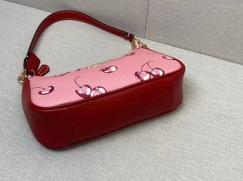 NEW Coach Shoulder Bag CR290 Teri Hand Bag In Pebble Leather Cherry Print NWT - Picture 4 of 8