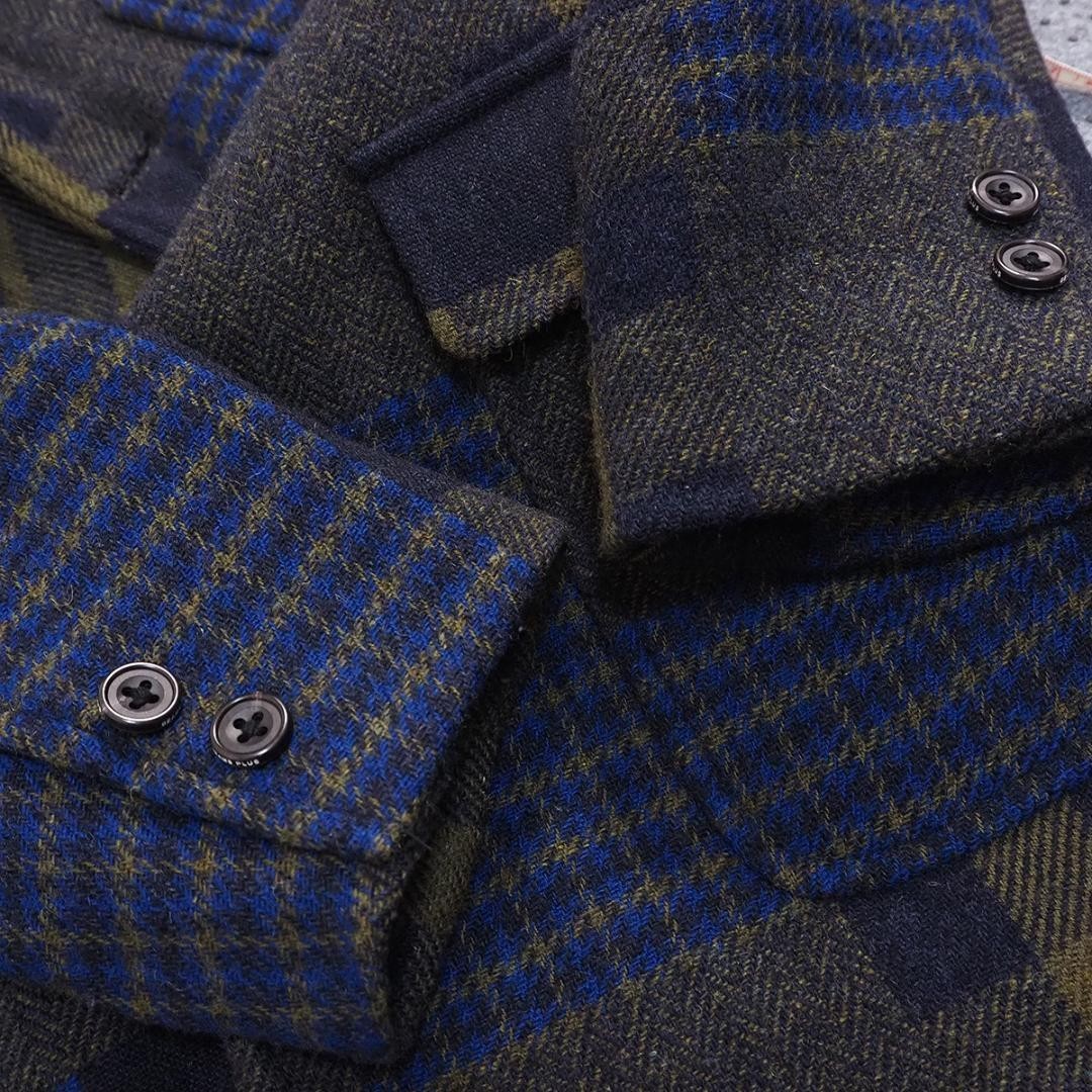 Beams Plus Patchwork Wool Tailored Jacket Size S … - image 2