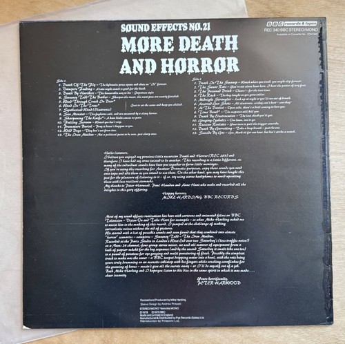 MORE DEATH & HORROR - 1978 BBC Electronic Sound Effects No. 21 VINYL LP - RARE - Picture 2 of 4