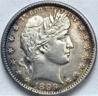 1899-P Barber Silver Quarter, AU++,   Philadelphia Mint￼