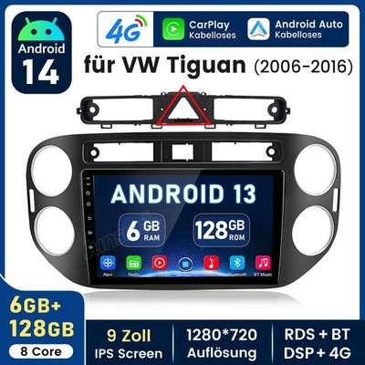 128G Android 15 Autoradio Carplay GPS Navi Für VW Tiguan 5N / GOLF Plus 521 5M1