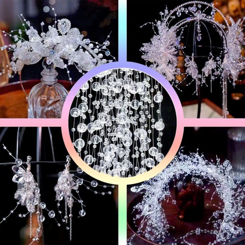 200 Ft Acrylic Crystal Clear Beads String Roll, 8mm and 3mm Mixed, Party Garl... - Picture 7 of 7