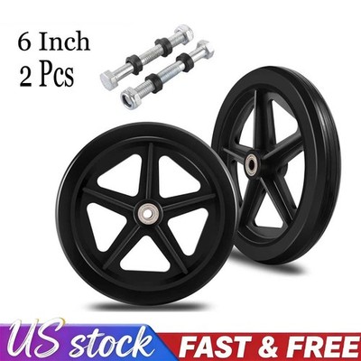 2Pack 6 Inch Rubber Wheel Replacement Wheelchair Front Wheels Rollator Walker