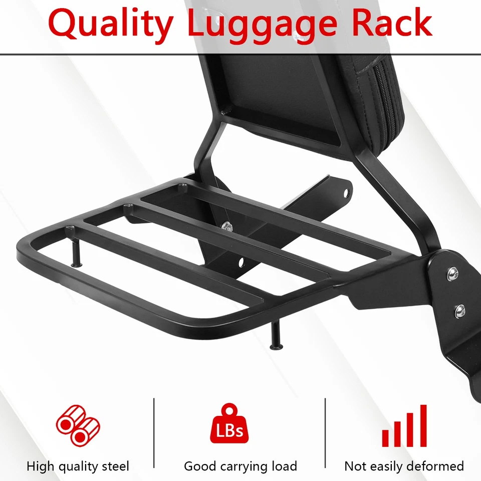 Rear Passenger Backrest with Luggage Rack For Honda Shadow VT600 VLX600 1999-08 - Изображение 3 из 4