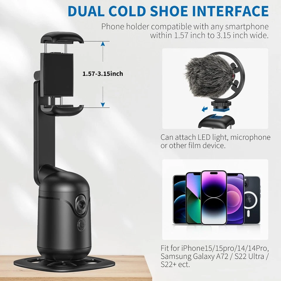 Camolo Face Auto Tracking Phone 360° Tripod Stand Holder Gimbal Selfie Vlogging - Image 2 of 4