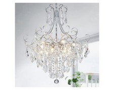 Crystal Chandelier 10-Light Pendant Ceiling Light Modern Lighting Fixture Silver