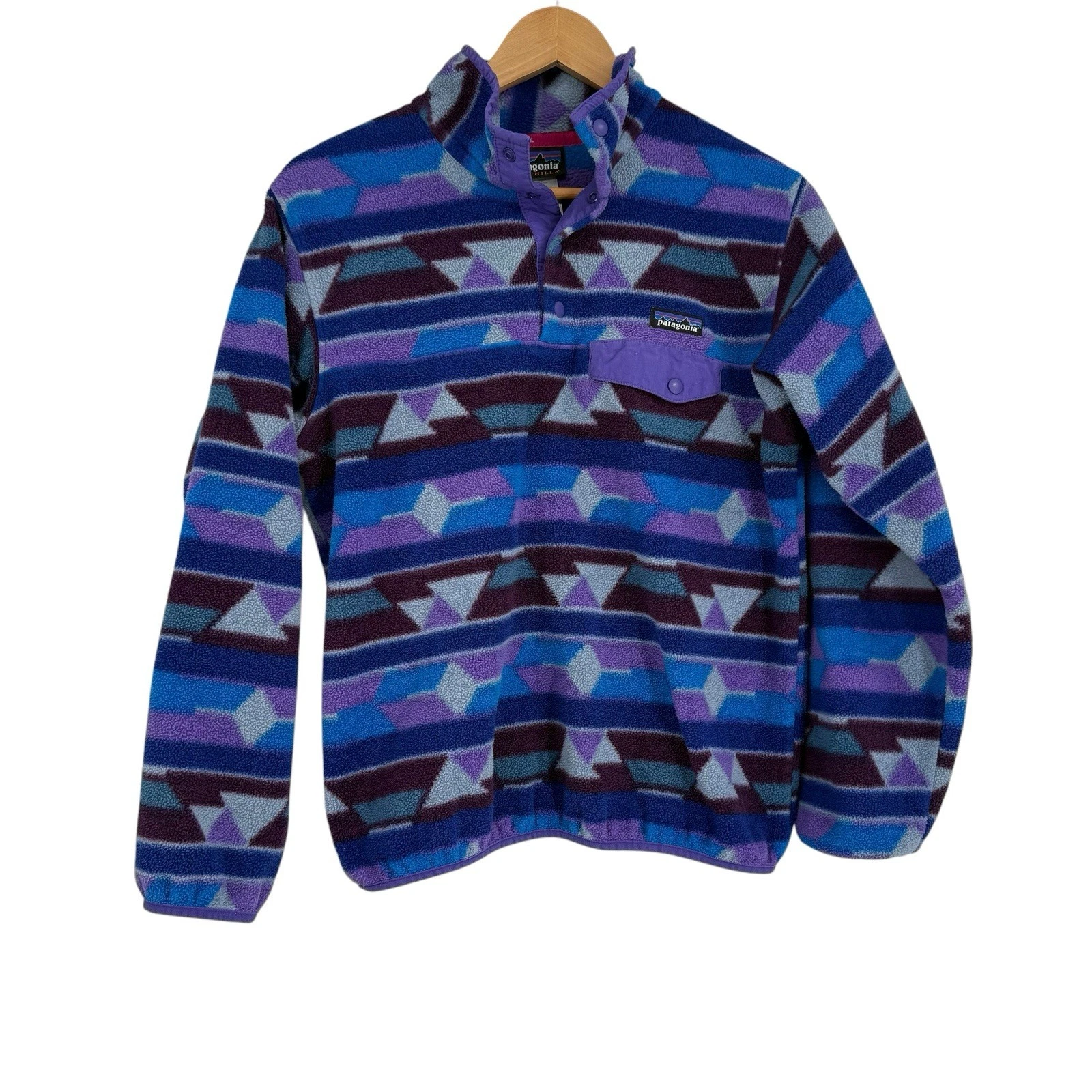 Patagonia Synchilla Womens Size Medium Purple Snap T Aztec Fleece Pullover