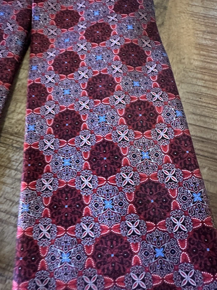 Ermenegildo Zegna Red Kaleidoscope Italian Silk Tie NWOT - Image 2 of 4